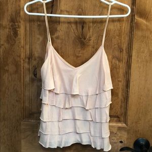 Armani Exchange Pink Ruffled Tank Top